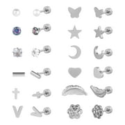 JUSTJANDM 12 Pairs Tiny Stud Earrings Set,20G Stainless Steel Screw Back Stud Cartilage Helix Earrings for Women