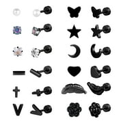 JUSTJANDM 12 Pairs Tiny Stud Earrings Set,20G Stainless Steel Screw Back Stud Cartilage Helix Earrings for Women