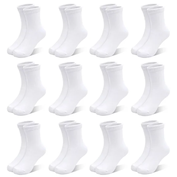 12 Pairs Toddler Socks Kids Crew Mid Calf Dress Socks 1-13 Years for Boys Girls Children