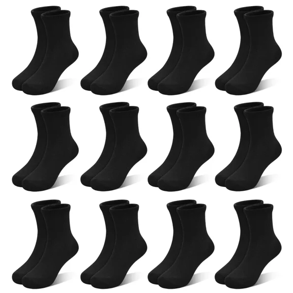 12 Pairs Toddler Socks Kids Crew Mid Calf Dress Socks 1-13 Years for Boys Girls Children