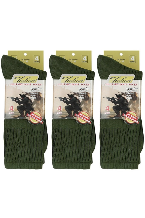 12 Pairs US Army Military Boot Socks - Combat Tactical Trekking Hiking Policemen Firefighter Security Out Door Athletic Sport Socks