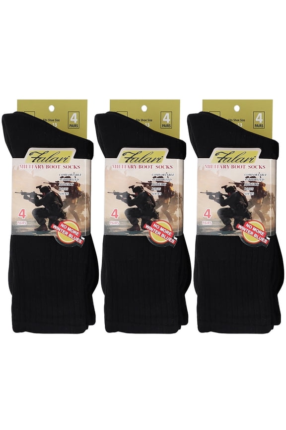 12 Pairs US Army Military Boot Socks - Combat Tactical Trekking Hiking Policemen Firefighter Security Out Door Athletic Sport Socks