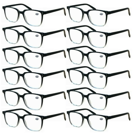 12 Pairs Unisex Blue Light Blocking Reading Glasses Computer Readers for Men Women +2.25