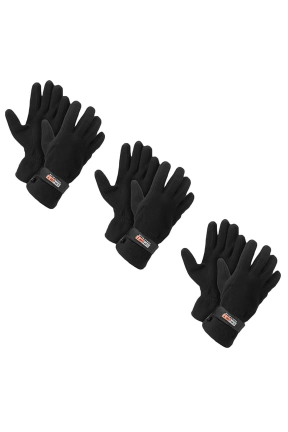 12 Pairs Value Pack of Unisex Warm Winter Fleece Gloves With Tightening Strap
