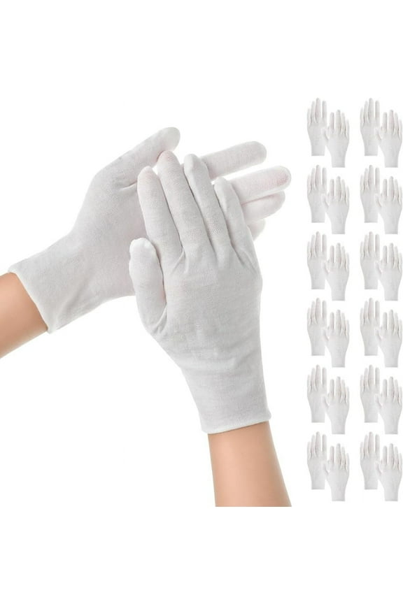 12 Pairs White Cotton Gloves for Dry Hands Moisturizing Overnight Gloves Thin Cotton Liner Gloves for Eczema Sleeping Women Men Art Handling One Size Fit Most Adult Moisturizing Hand Gloves