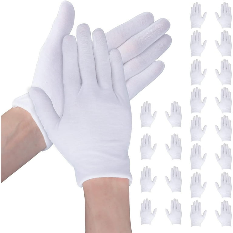 12 Pairs White Cotton Gloves, White Gloves for Women Men, Cotton