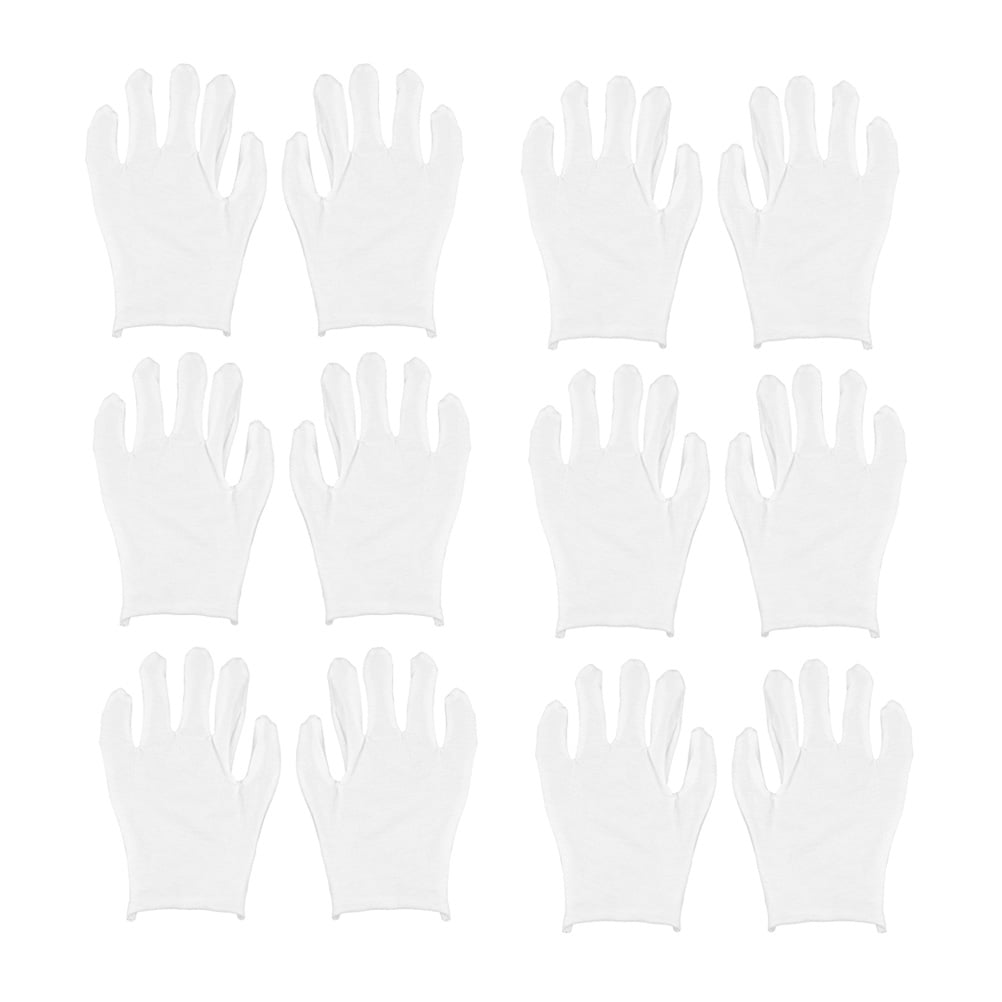 12 Pairs White Cotton Gloves Working Protective Gloves Thin Premium
