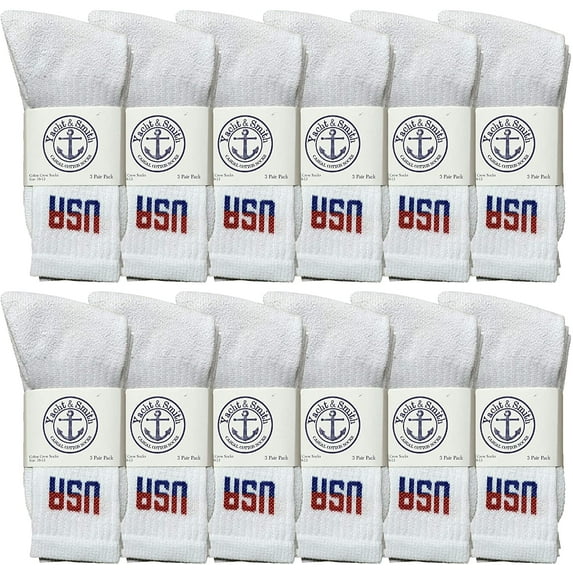 Yacht & Smith Mens Wholesale Bulk Cotton Socks, Athletic Sport Socks Shoe Size 10-13 (White USA, 12)