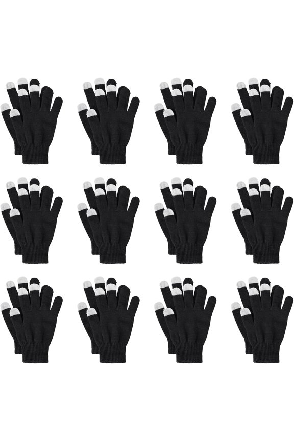 12 Pairs Winter Gloves Magic Screen Gloves Stretchy Knit Gloves Bulk For Men Women Homeless Cold Weather
