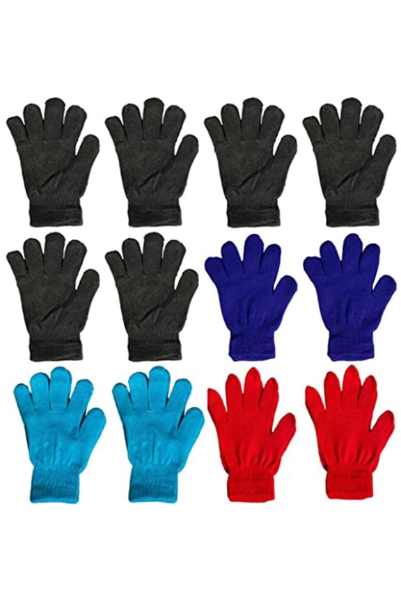 12 Pairs Winter Knitted Magic Stretchy Gloves Multi Assorted Color for Unisex.