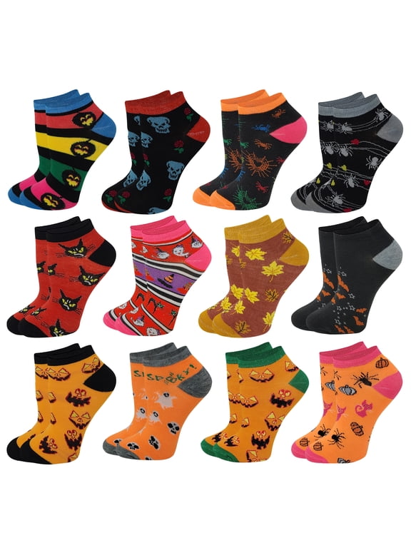 12 Pairs Women Low Cut Halloween Ankle Socks