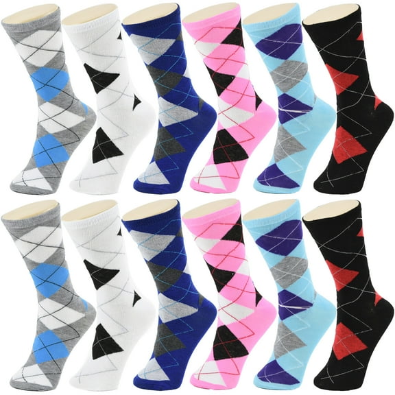 12 Pairs Women Novelty Fun Cotton Colorful Patterned School Casual Crew Socks