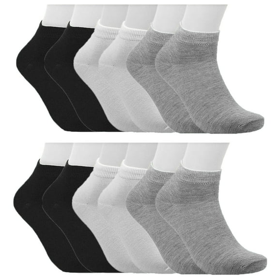 12-Pairs Women's Ankle Athletic Low Cut Socks Colorful Solid Lightweight Casual Socks Plain