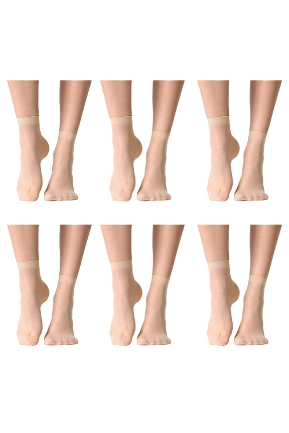 12 Pairs Women's Ankle High Sheer Socks Nude Stocking Ultra Thin Cool See Through Silk Socks for Women,skin color