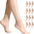 thumbnail image 1 of 12 Pairs Women's Ankle High Sheer Socks for Women Nylon Socks Soft Tight Hosiery with Reinforced Toe, 1 of 6