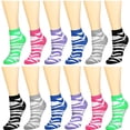 thumbnail image 1 of 12 Pairs Women's Ankle Socks Assorted Colors Size 9-11 Zebra Skin, 1 of 2