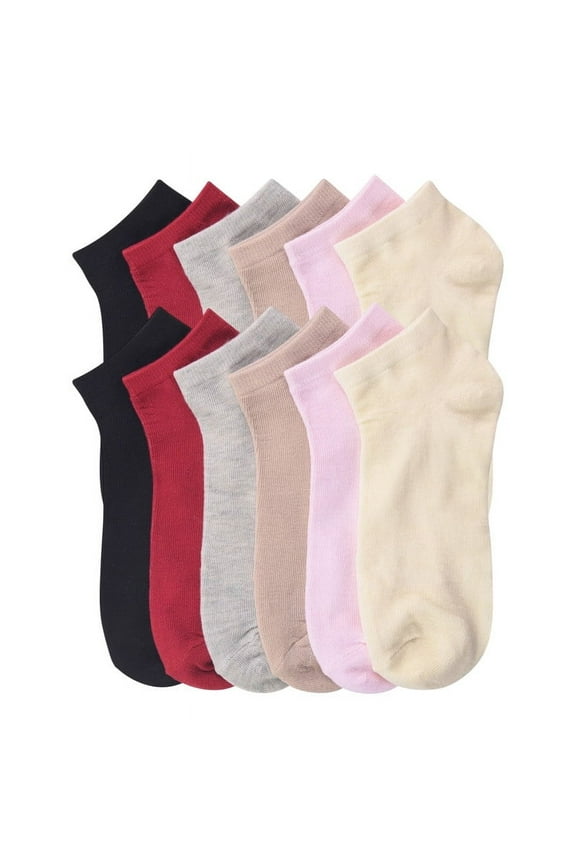 12 Pairs Women's Ankle Socks Low Cut Thin Athletic Lightweight All Season Cute Comfort Cozy Breathable Sweat-absorbing Anti-Slip Comfy Value Pack