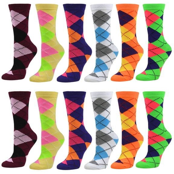 12 Pairs Women’s Colorful Crew Socks Patterned Novelty Fun Socks for Girls Cotton Casual Debra Weitzner