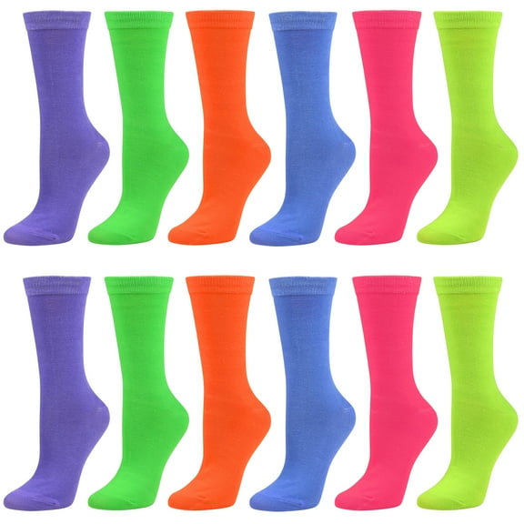12 Pairs Women’s Colorful Crew Socks Patterned Novelty Fun Socks for Girls Cotton Casual Debra Weitzner