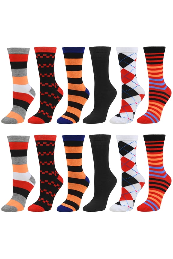 12 Pairs Women’s Colorful Crew Socks Patterned Novelty Fun Socks for Girls Cotton Casual Debra Weitzner