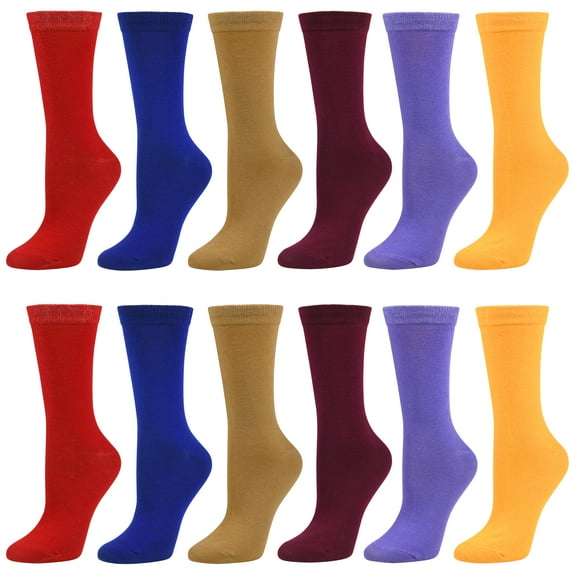 12 Pairs Women’s Colorful Crew Socks Patterned Novelty Fun Socks for Girls Cotton Casual Debra Weitzner
