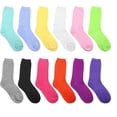 thumbnail image 1 of 12 Pairs Women's Cotton Crew Socks Assorted Colors Size 9-11 Fit Shoe Size 4-10,80% Cotton, 20% Polyester, 1 of 2