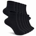 thumbnail image 1 of 12 Pairs Women's Cotton Solid Black Athletic Cushioned Ankle Quarter Socks Size 9-11, 1 of 7