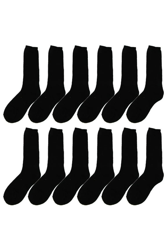 12 Pairs Women's Crew Socks Fancy Novelty Designed Size 9-11 Black