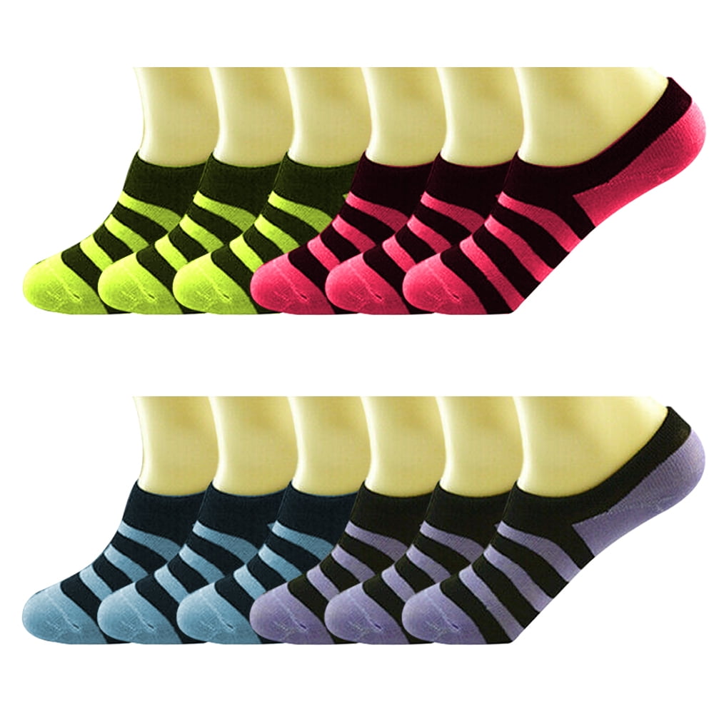 Ladies 2 Pair Elle Lace Shoe Liner Socks with Grip