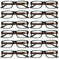 thumbnail image 1 of 12 Pairs Womens Mens Unisex Rectangular Blue Light Blocking Reading Glasses Spring Hinge Readers +1.50, 1 of 6