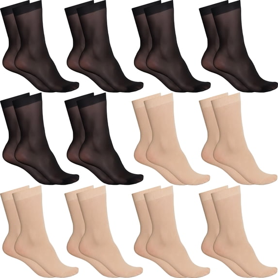12 Pairs Womens Sheer Ankle Socks Nude Stocking Summer Ultra Thin Cool See Through Silk Socks for Women