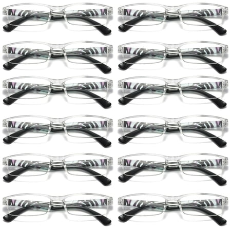 12 Pairs Womens Slim Rectangle Half Frame Blue Light Blocking Reading Glasses Readers +2.50