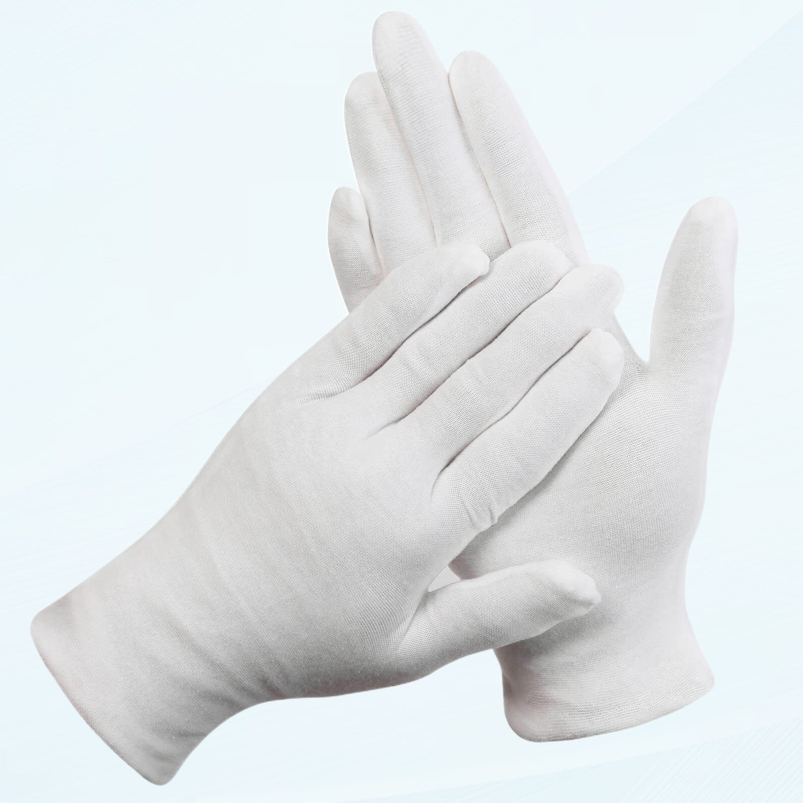 12 Pairs XL White Cotton Gloves for Hand Spa Inspection and Jewelry Eczema Cosmetic Moisturizing Dry Cosmetic