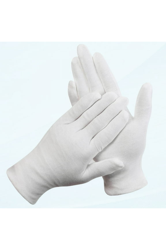 12 Pairs XL White Cotton Gloves for Hand Spa Inspection and Jewelry Eczema Cosmetic Moisturizing Dry Cosmetic