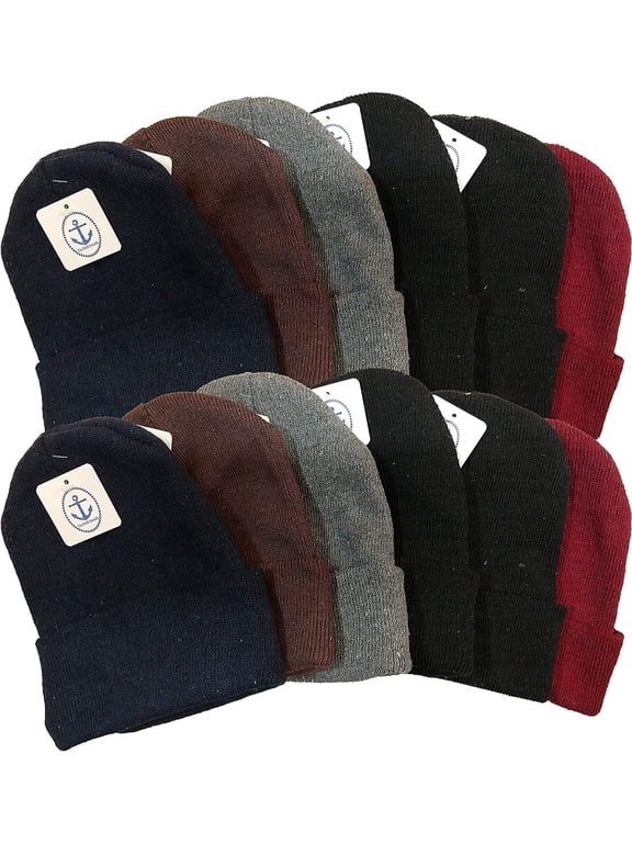 12 Pairs of Adult Beanie Winter Hats, Assorted Colors, Bulk Beanies Warm Thermal Cold Resistant