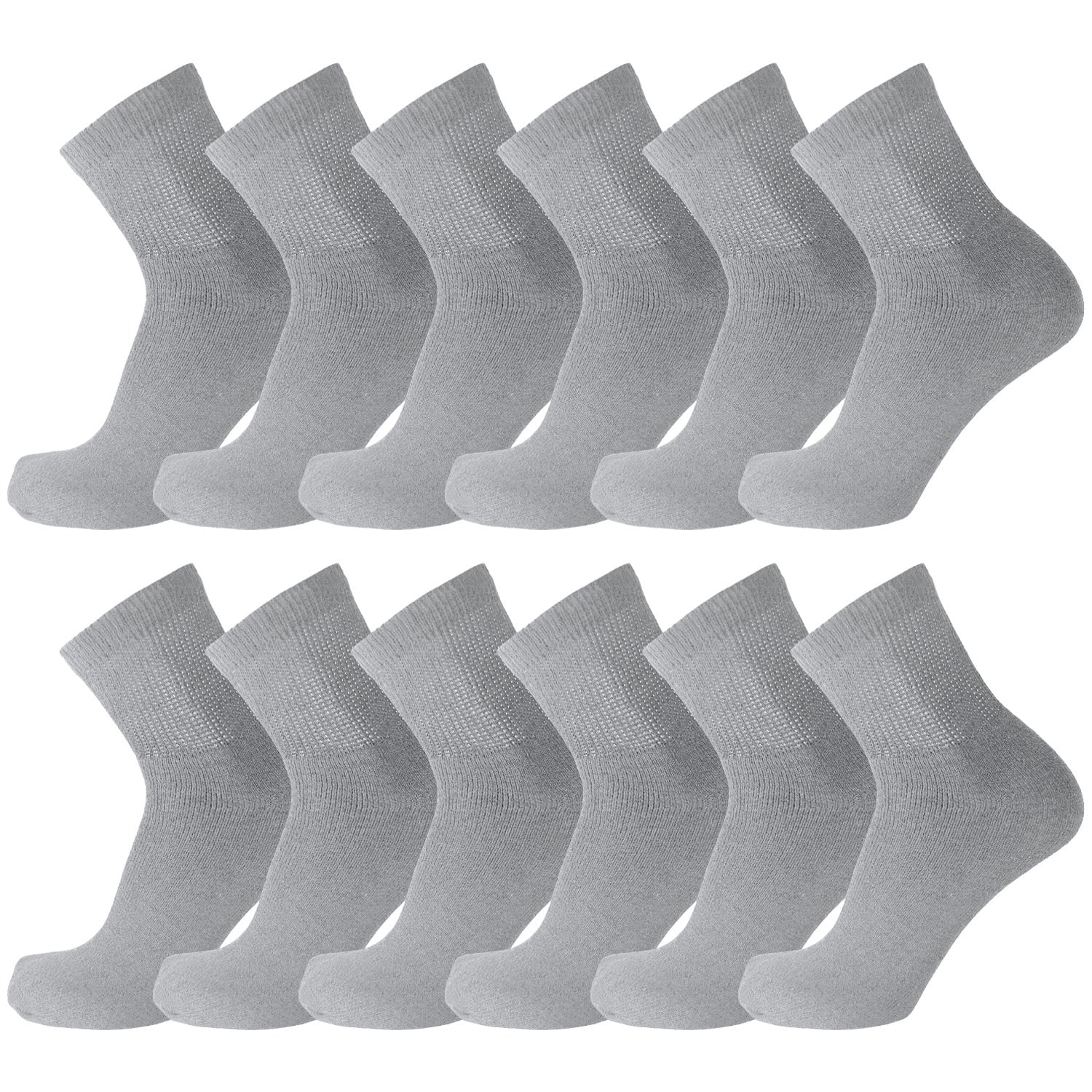12 Pairs of Big and Tall Diabetic Neuropathy Ankle Socks, King Size Mens Athletic Quarter Socks (Gray, 13-16)