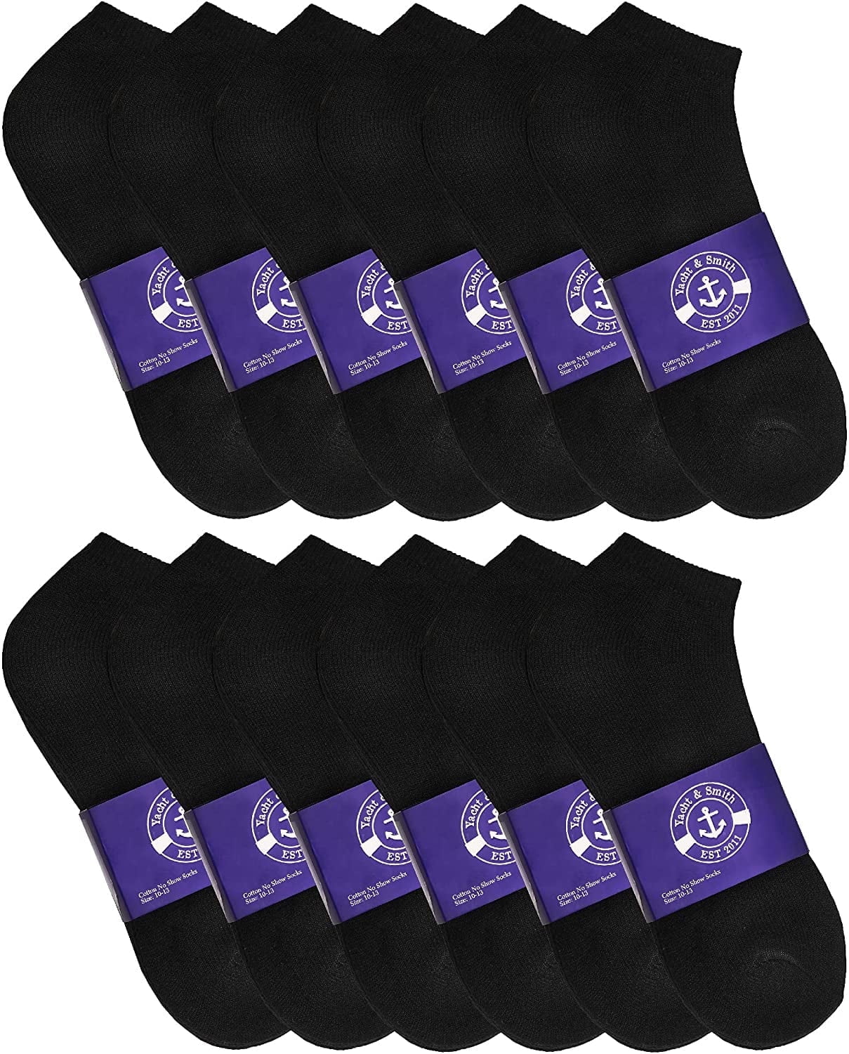 12 Pairs of Cheap Lightweight Low Cut Ankle Socks for Men, Black and White Bulk Sock Deal (12 Pairs Mens Black)