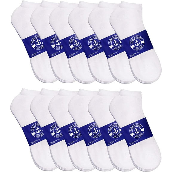 12 Pairs of Cheap Lightweight Low Cut Ankle Socks for Men, Black and White Bulk Sock Deal (12 Pairs Mens White)