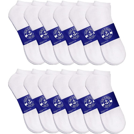 12 Pairs of Cheap Lightweight Low Cut Ankle Socks for Men, Black and White Bulk Sock Deal (12 Pairs Mens White)