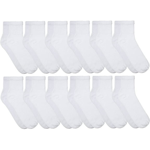 12 Pairs of Cheap Lightweight Low Cut Ankle Socks for Women, Black and White Bulk Sock Deal (White)