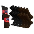 thumbnail image 1 of 12 Pairs of Cotton Diabetic Non-Binding Neuropathy Crew Socks (Black and Brown - Size 13-16), 1 of 4
