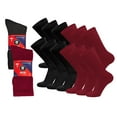 thumbnail image 1 of 12 Pairs of Cotton Diabetic Non-Binding Neuropathy Crew Socks (Black and Red - Size - 10-13), 1 of 4