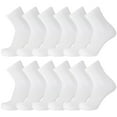 thumbnail image 1 of 12 Pairs of Diabetic Cotton Quarter Socks with Non Binding Top (White, Sock Size 10-13), 1 of 4
