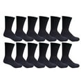 thumbnail image 1 of 12 Pairs of Mens Sports Crew Socks, Wholesale Bulk Pack Athletic Sock, King Size, by Yacht & Smith (Black, 13-16), 1 of 2