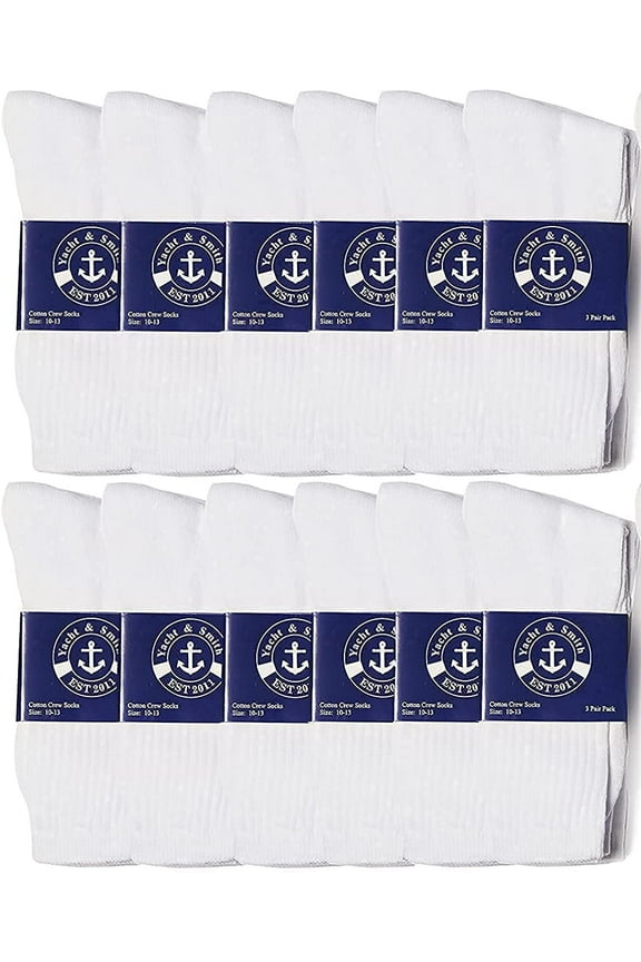 12 Pairs of Mens Value Mens Bulk Lightweight Cotton Crew Socks, Homeless Donation Cheap, Wholesale Sock (12 Pairs Mens White Crew)