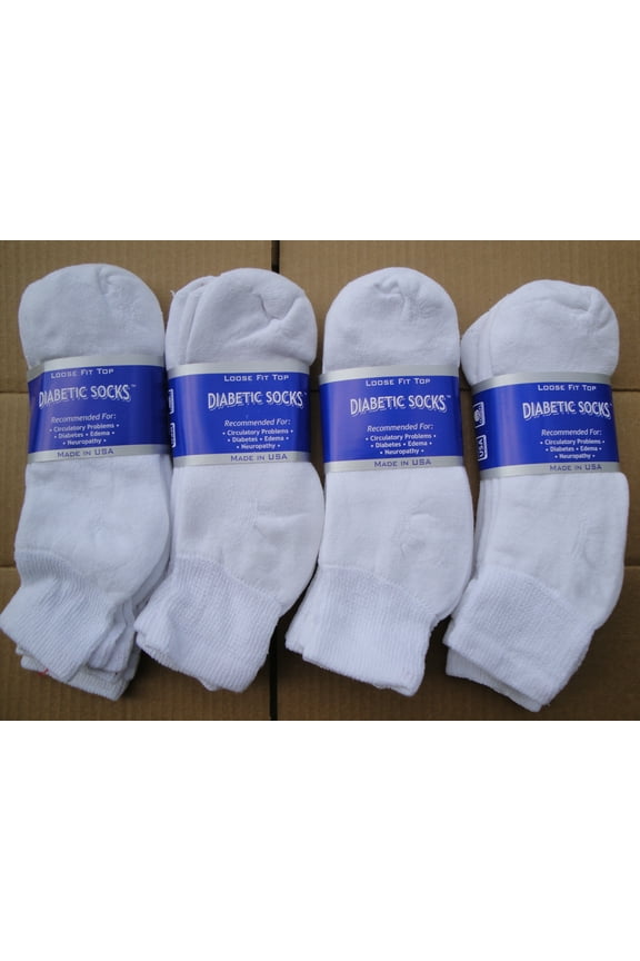 12 Pairs of Mens White Diabetic Ankle Socks 13-15 King Size Made in USA