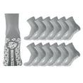 thumbnail image 1 of 12 Pairs of Non-Skid Diabetic Cotton Quarter Socks with Non Binding Top (Gray, Sock Size 10-13), 1 of 8