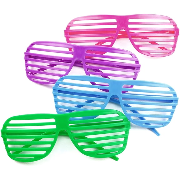 12 Pairs of Plastic Shutter Glasses Shades Sunglasses Eyewear Party Props Assorted Colors - Novelty Glasses for Adults & Kids Party Favors