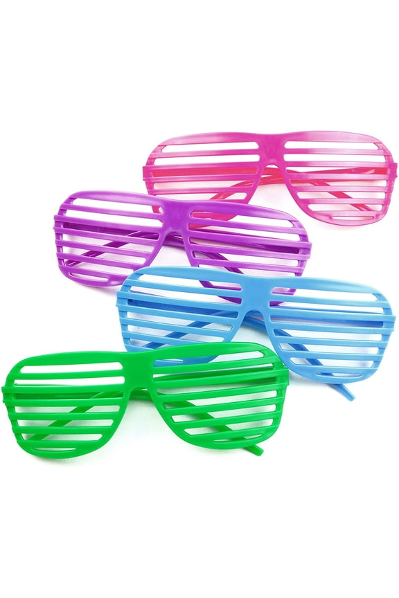 12 Pairs of Plastic Shutter Glasses Shades Sunglasses Eyewear Party Props Assorted Colors - Novelty Glasses for Adults & Kids Party Favors