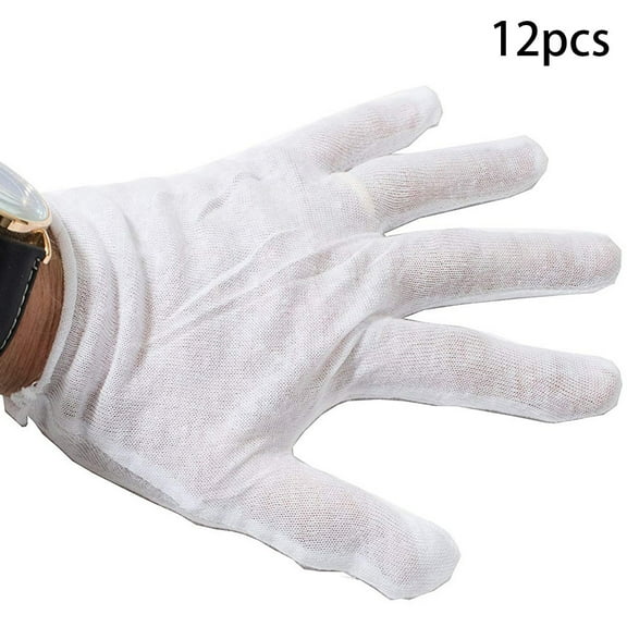 12 Pairs of Regular Soft White Cotton Blend Gloves/ 12-Pack Regular Soft White Cotton Blend Gloves (One Size, Ultra-Thin, Economy Special)